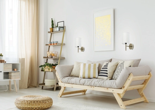 Kinkiet ścienny Yan patyna z białym abażurem nowoczesny do sypialni i salonu CANDELLUX