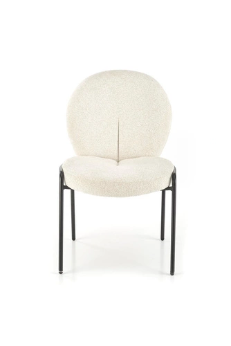 Krzesło tapicerowane Salome kremowe do jadalni nowoczesne skandynawskie z czarnymi nogami Intesi