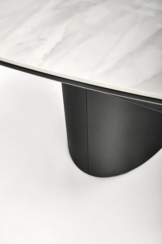 Stół rozkładany do jadalni Demin biały marmur nowoczesny na jednej nodze 160–220 cm Intesi