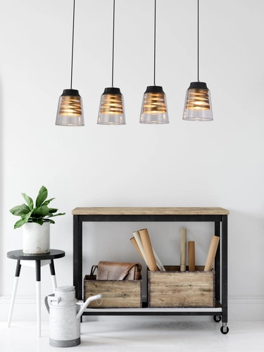 Lampa wisząca Fresno czarny 4x60W E27  klosz bezbarwny