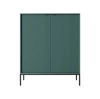 Komoda Delicious wysoka ryflowana zielona na czarnych nogach nowoczesna do salonu Intesi