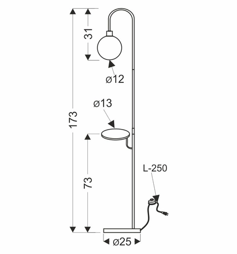 Lampa stojąca Vanity czarna z półką nowoczesna metalowa do salonu i sypialni 173 cm