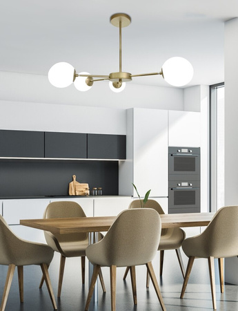 Lampa wisząca Mati lampa wisząca mosiądz 4x20W G9 klosz biały