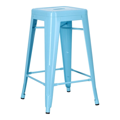 Hoker Paris 66 cm niebieski metalowy industrialny bez oparcia do wyspy kuchennej D2.DESIGN