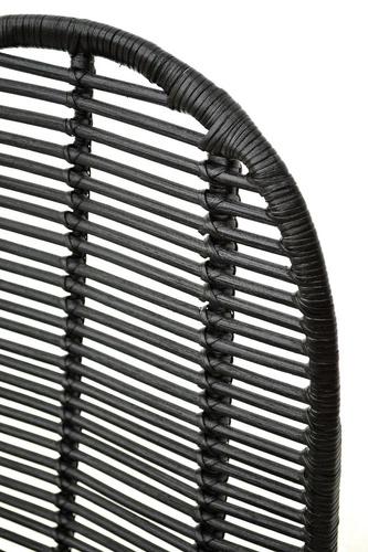 Krzesło rattanowe Oregon czarne do jadalni i kuchni nowoczesne na metalowych nogach Intesi