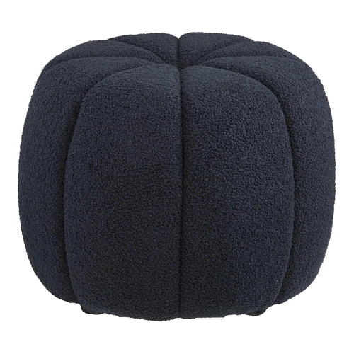 Pufa Paisley granatowa futrzana okrągła do salonu i sypialni