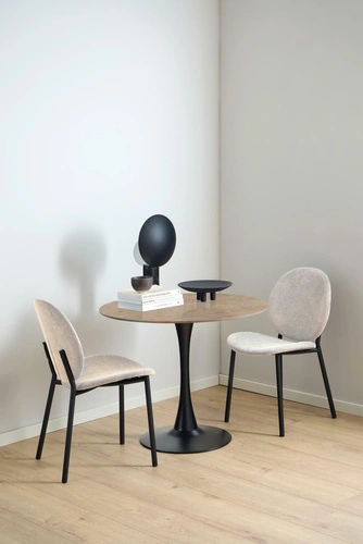 Krzesło Cliff beżowe do jadalni tapicerowane nowoczesne na czarnych nogach