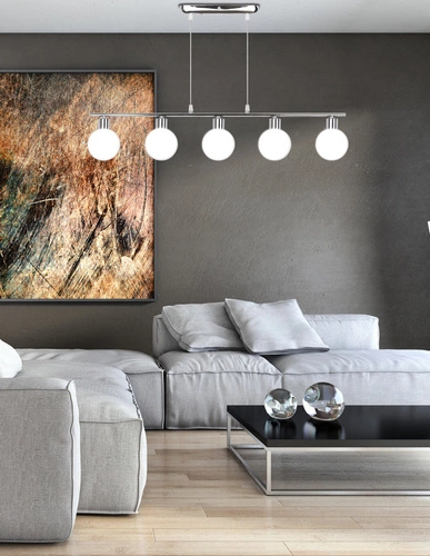 Lampa wisząca Oden chromowy 5x40W G9  klosz biały