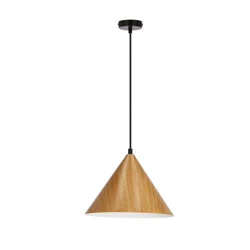 Lampa wisząca Dunca 25 czarny 1x40 E27  klosz jasny dębowy