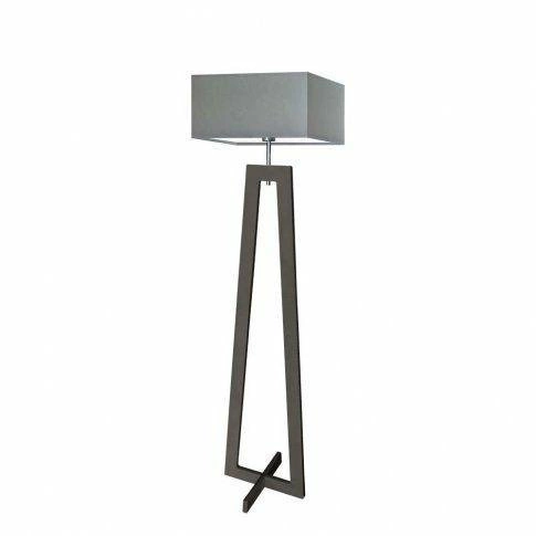 Lampa podłogowa JAWA szara drewniana z abażurem do salonu nowoczesna Lysne 138 cm