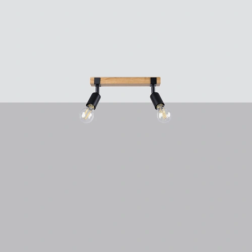 Plafon sufitowy ZUCA 2 czarny z drewnem nowoczesny do salonu regulowany SOLLUX LIGHTING