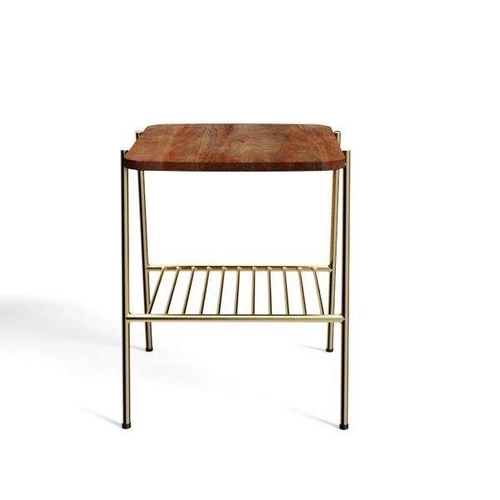 Stolik kawowy Devon prostokątny drewniany mango orzech włoski z półką glamour do salonu Intesi