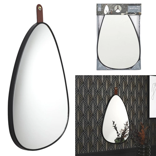 Lustro nieregularne Chigago czarne z uchwytem do przedpokoju lub sypialni na ścianę