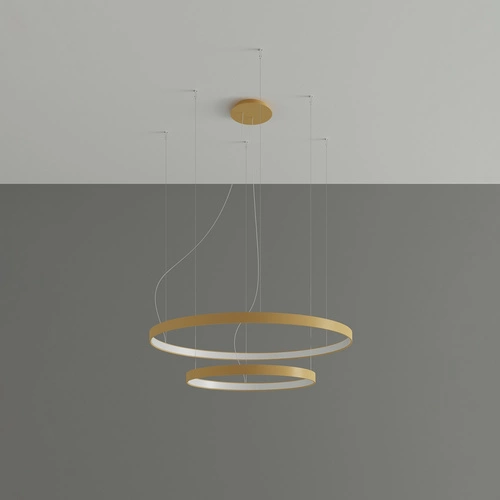 Żyrandol LED RIO 2 złoty nowoczesny do salonu i jadalni 78 cm aluminium Thoro