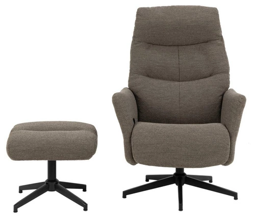 Fotel obrotowy London Monza beżowy z podnóżkiem do salonu nowoczesny wypoczynkowy