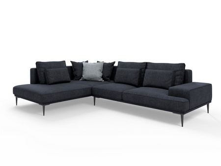 Narożnik z funkcją spania Liege Dark Blue, Light Grey,  Structured Fabric, Structured Fabric,  lewostronny