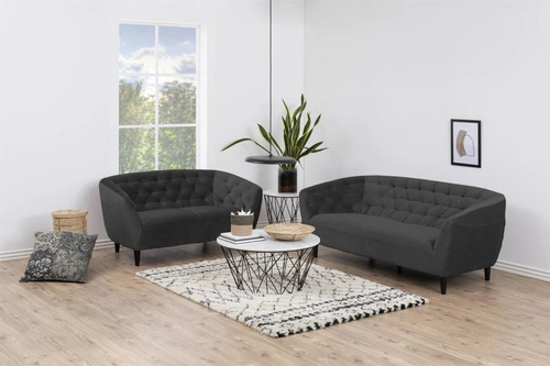 Sofa 3 osobowa welurowa Ria Actona nowoczesna szara do salonu glamour 191 cm