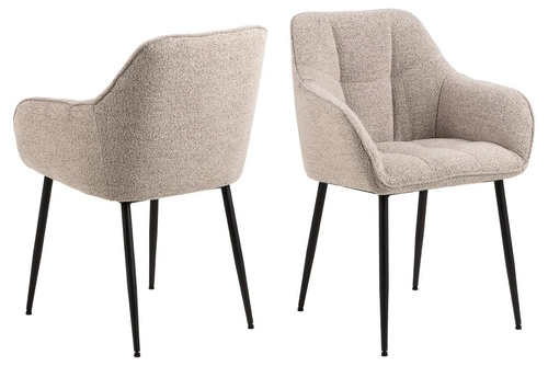 Krzesło tapicerowane Brenda beżowe z podłokietnikami do jadalni nowoczesne Actona