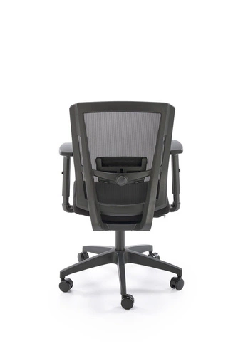 Fotel biurowy ergonomiczny Ducrot czarny obrotowy z siatki i regulacją do biurka