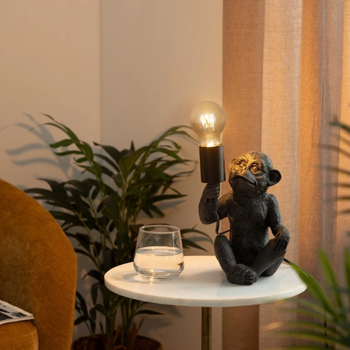 Lampka nocna Monkey Atmosphera czarna nowoczesna do sypialni i salonu 24,5 cm glamour