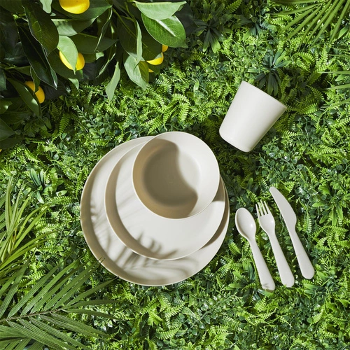 Intesi nowoczesny zestaw sztućców piknikowych z tworzywa na 4 osoby, 12 elementów, można myć w zmywarce