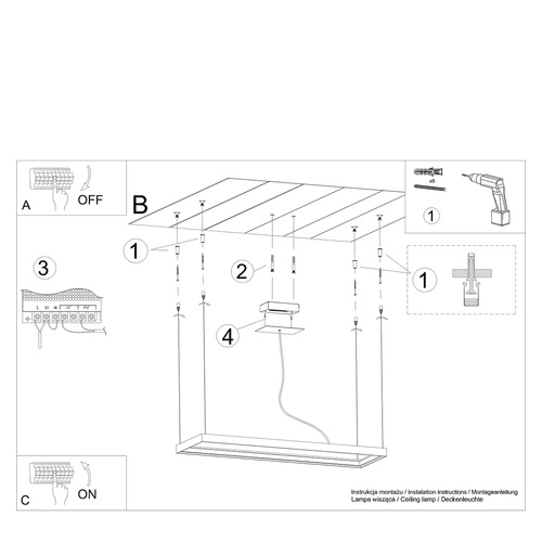 Żyrandol LED Tuula M biały nowoczesny do salonu loftowy industrialny 150 cm