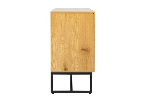 Komoda Capri 120 cm rattanowa z szafkami na czarnych nogach do salonu nowoczesna boho