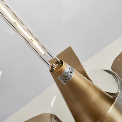 Lampa stołowa FATA nowoczesna szklana transparentna złota 35 cm do salonu i sypialni