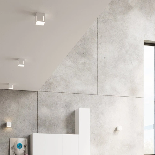 Plafon kwadratowy biały nowoczesny do salonu i kuchni PIXAR Sollux aluminium 10x10 cm