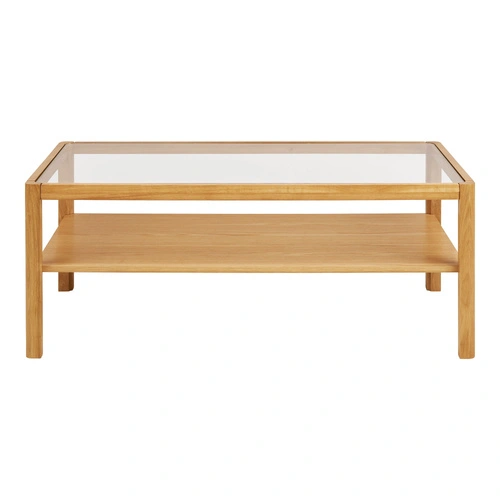 Stolik kawowy Lourmarin szklany prostokątny dębowy nowoczesny 110x60