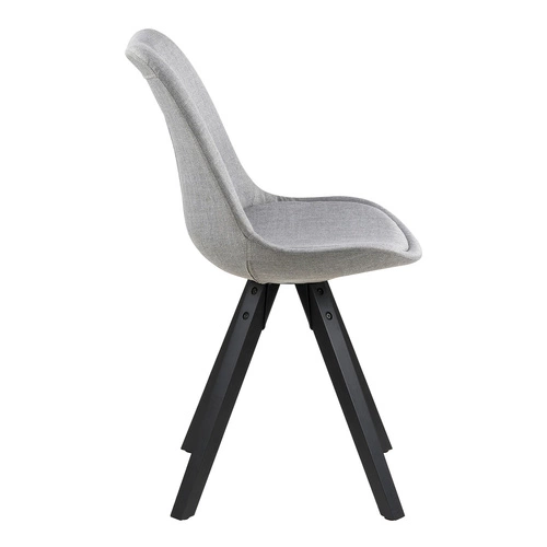 Krzesło Dima Actona tapicerowane szare skandynawskie z czarnymi drewnianymi nogami do jadalni