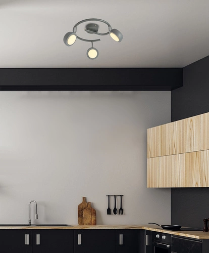 Lampa sufitowa LED Mild szara regulowana 3-punktowa do salonu i sypialni 40 cm