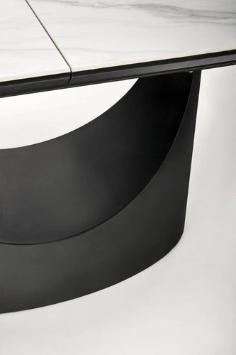 Stół rozkładany do jadalni Demin biały marmur nowoczesny na jednej nodze 160–220 cm Intesi