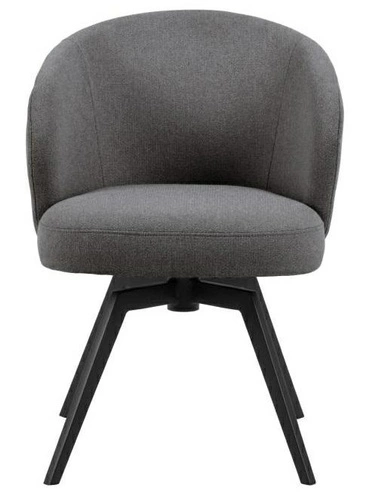 Krzesło do jadalni Darlene Actona szare tapicerowane obrotowe nowoczesne na czarnych nogach