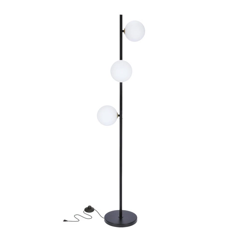Lampa podłogowa Kama czarny+złoty 3x28W  G9 klosz biały