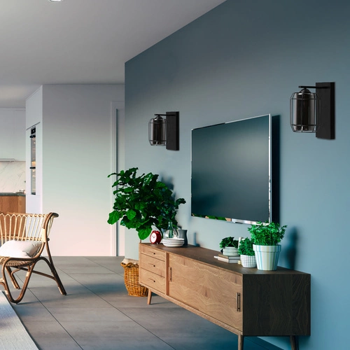 Kinkiet ścienny Jonera nowoczesny czarny z dymionym kloszem do salonu i sypialni 25 cm