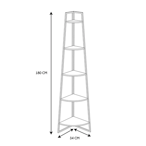 Regał narożny na książki do salonu Corner 180 cm biały loftowy z 5 półkami Intesi