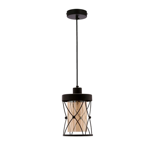 Lampa wisząca Agar czarny 1x60W E27  klosz bursztynowy