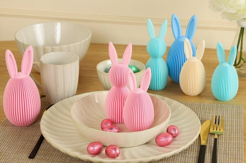 Zestaw 2 pastelowych figurek wielkanocnych jajek Intesi na stół lub komodę 17 cm