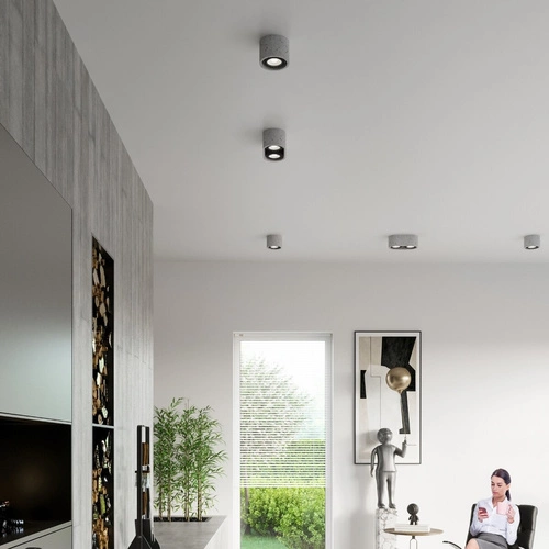 Plafon sufitowy BASIC 2 szary betonowy nowoczesny do salonu i kuchni Sollux 27 cm