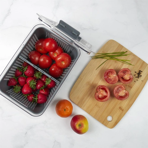 Pojemnik potrójny do przechowywania   w lodówce szary