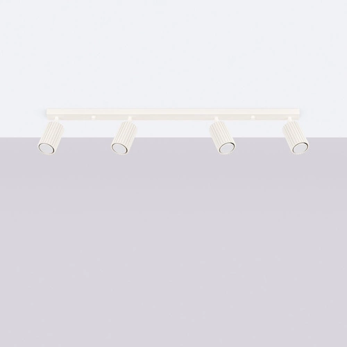 Plafon sufitowy KARBON 4L beżowy minimalistyczny aluminiowy do salonu z ruchomym kloszem