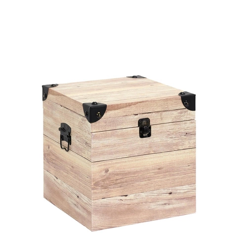 Intesi zestaw 3 pudełek dekoracyjnych kwadratowych z efektem drewna do sypialni boho