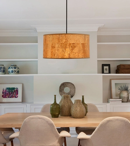 Lampa wisząca Ecoline czarny 1x60W E27  abażur beżowy