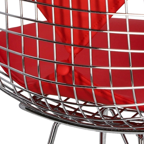 Krzesło metalowe Net Double czerwone do jadalni nowoczesne druciane D2.DESIGN chromowane