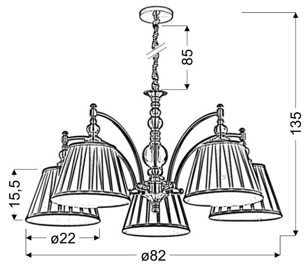 Lampa wisząca Austin 5x40W E14 patyna