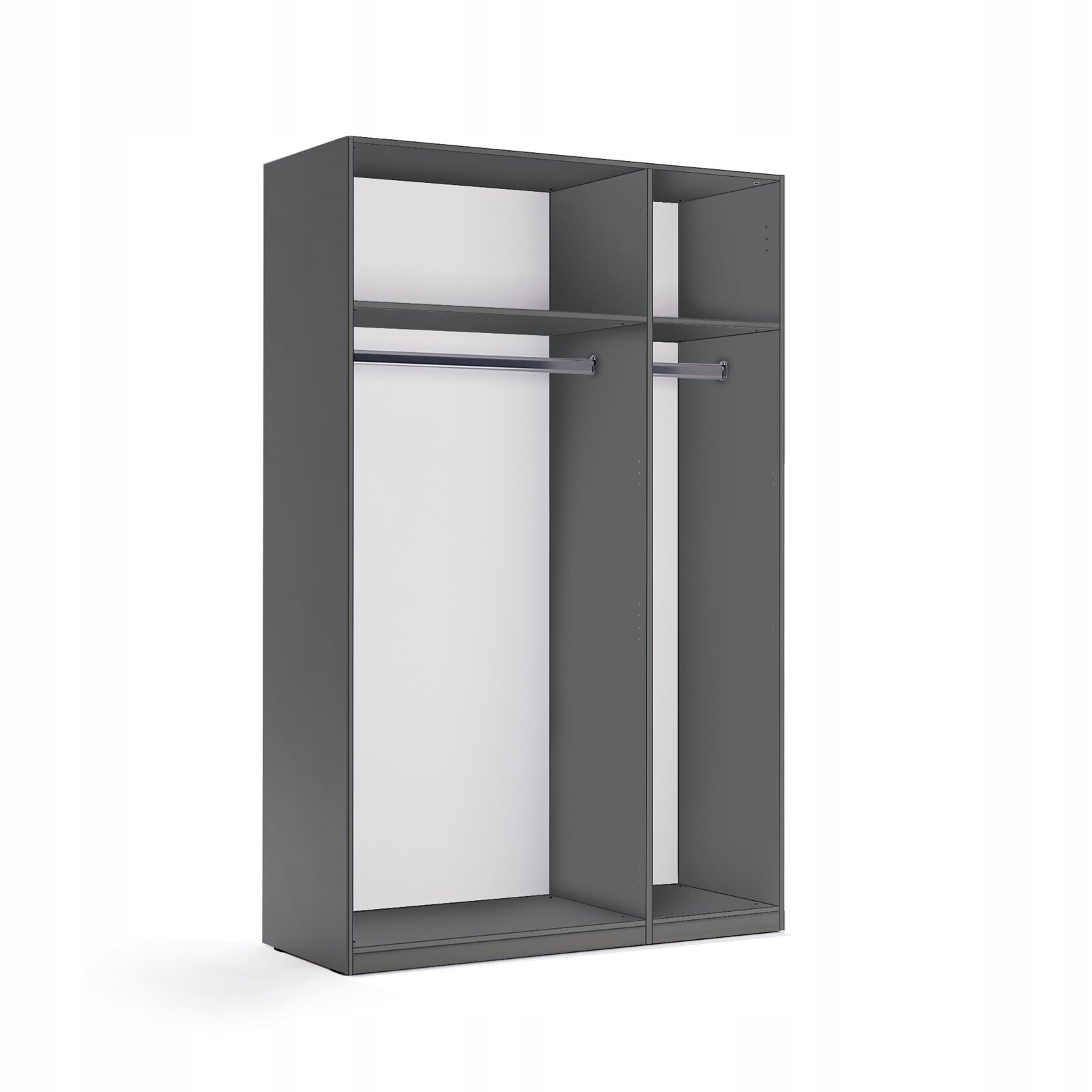 Szafa 3-drzwiowa Della szara nowoczesna z półkami do sypialni lub garderoby 134 cm