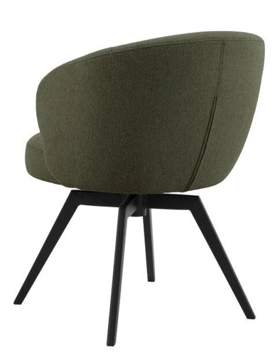 Krzesło do jadalni Darlene Actona zielone tapicerowane obrotowe nowoczesne na czarnych nogach