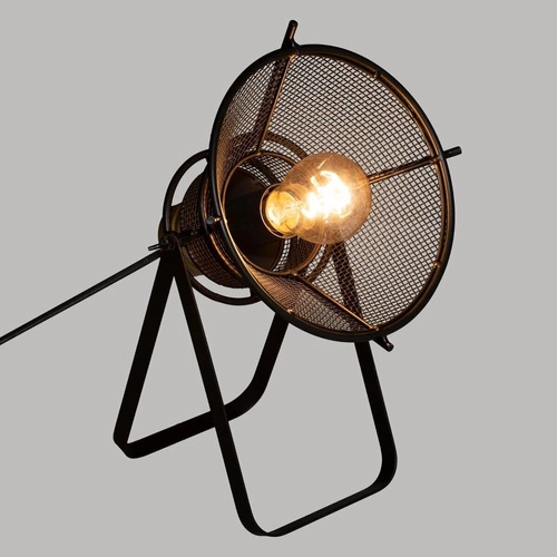 Lampka nocna do sypialni Rodo czarna metalowa industrialna z abażurem Atmosphera 31 cm