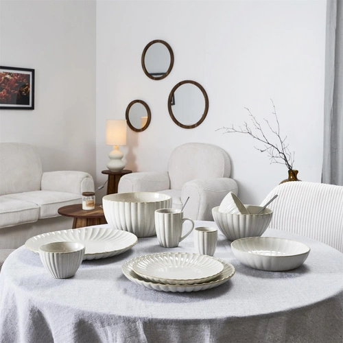Intesi Vlora talerz obiadowy 27 cm beżowy ceramiczny do jadalni